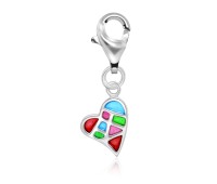 Colorful Heart Shaped Silver Charms CH-42